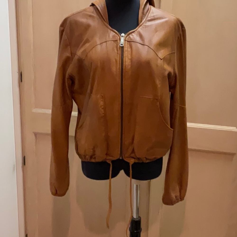 Yummy lined leather hoodie jacket